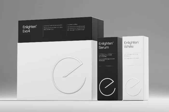 Dantų balinimo sistema „Enlighten Evo4“ su serumais ir priemonėmis